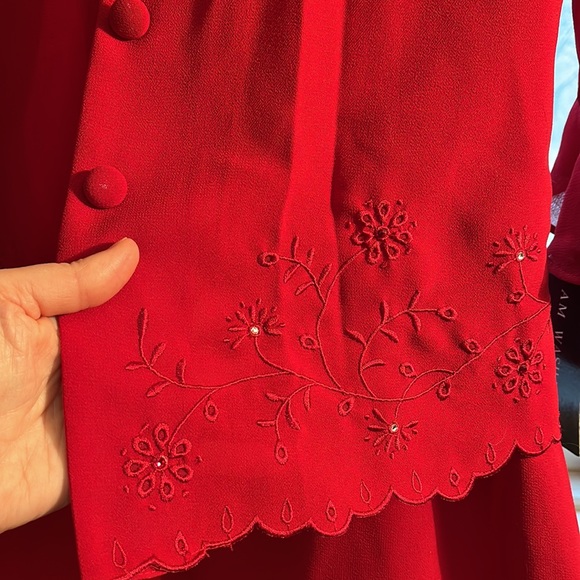 New NWT Red A.K.C. Red 2 pc gown dress 6 mother of bride - Picture 2 of 6